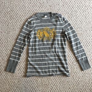 J. Crew Striped Wool/Cashmere Sweater with Crest
